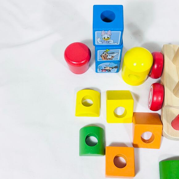 Disney Mickey Mouse and Friends Wooden Stacking Train Set Stackable Blocks - Picture 3 of 6
